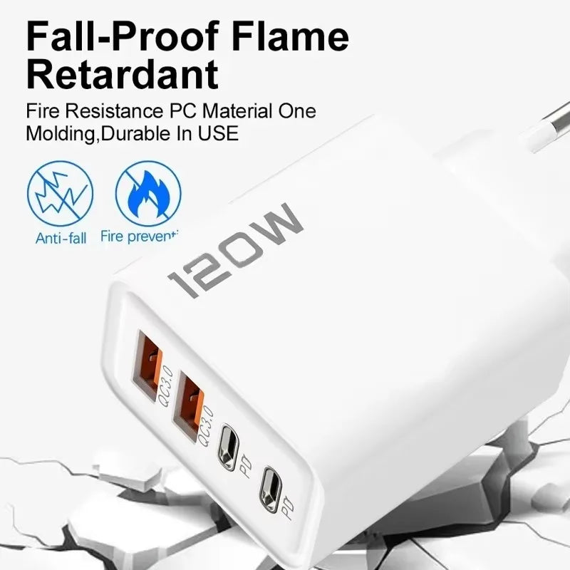 120W 4 Port USB Wall Charger